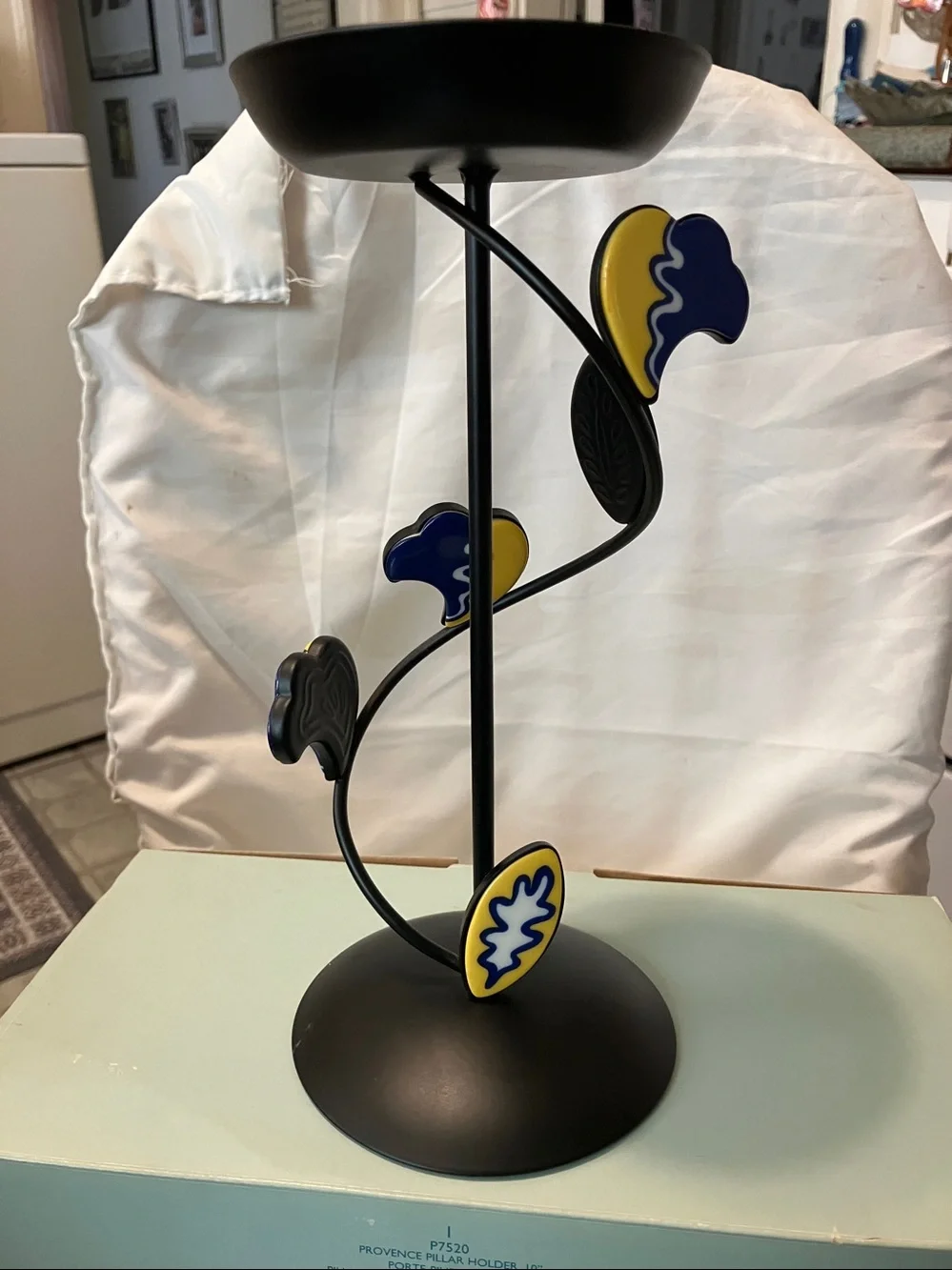 New  Partylite. Older 10” black wrought iron with ceramic